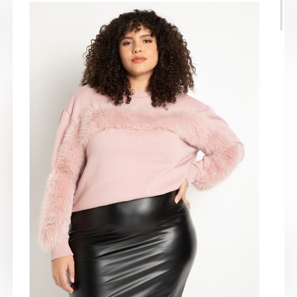 Eloquii Mauve Fur Detail Crewneck Sweatshirt size 18/20